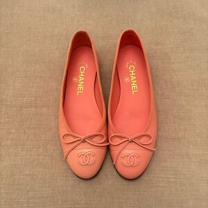 Chanel Pink Coral ballet flats like new condition size 36.5 or US 6/6.5